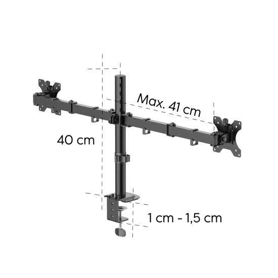 Hama Monitor Mount, 2 Monitors, Height-adjustable, Swivel/Tilt, 13