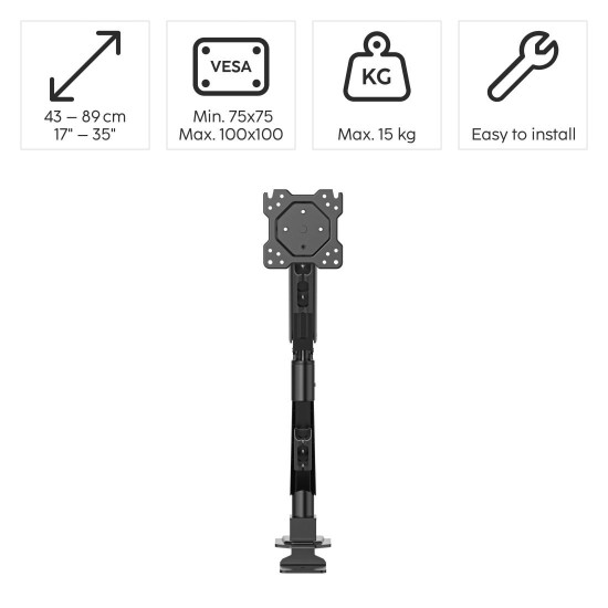 Hama Monitor Mount, Gas Spring, Height-adjustable, Swivel/Tilt, 17