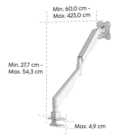 Hama Monitor Mount, Gas Spring, Height-adjustable, Swivel/Tilt, 17