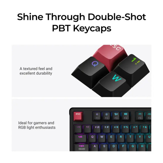 Геймърска Механична клавиатура Keychron C3 Pro 8K QMK - Super Red Switch, Hot-Swappable, RGB