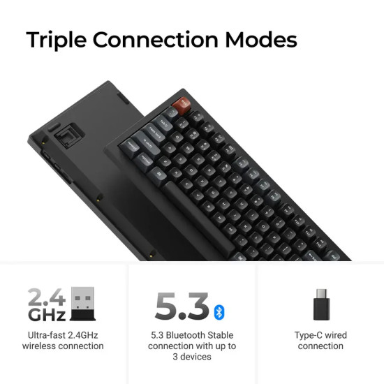 Безжична механичка клавиатура Keychron V1 Ultra 8K - Silk POM Switch Banana