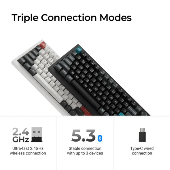 Wireless Mechanical Keyboard Keychron Q1 Ultra 8K Black - Silk POM Switch Red