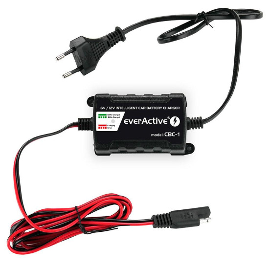 Зарядно процесорно устройство за акумулатор 6V/12V everActive CBC-1 v2  до 1А за автомобили и мотоциклети