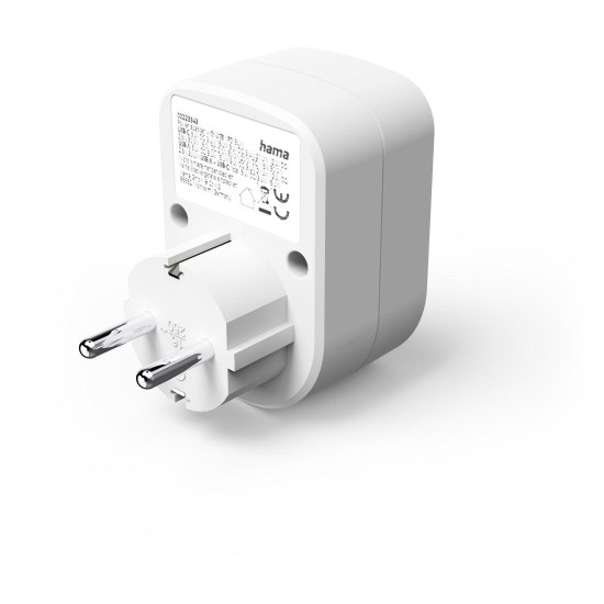 Hama 3-Way Power Strip for Socket, 1 USB-C PD, 1 USB-A, 1 Earthed Contact, 30W