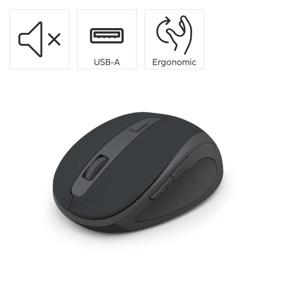 Hama “WM-400” Wireless Mouse, Ergonomic, Optical, 6 Buttons, No Clicking Noise, black