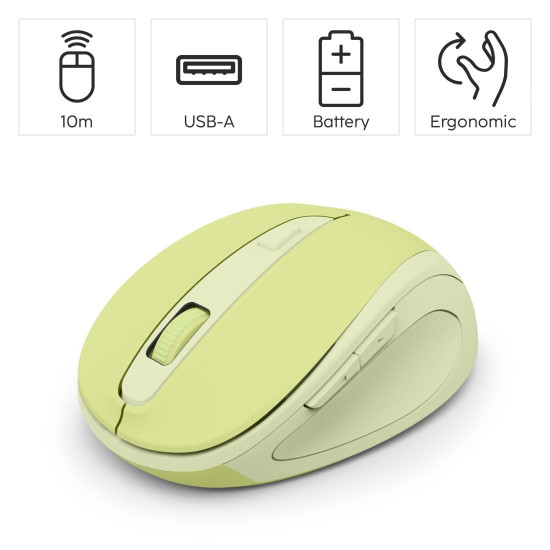Hama “WM-400” Wireless Mouse, Ergonomic, Optical, 6 Buttons, No Clicking Noise, green