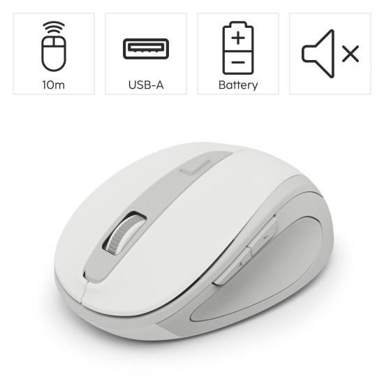 Hama “WM-400” Wireless Mouse, Ergonomic, Optical, 6 Buttons, No Clicking Noise, white