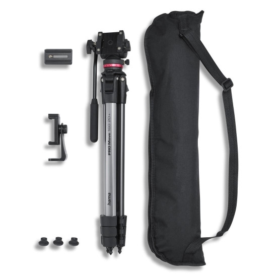 Hama “PRO Move 160 2D+” Tripod, Video Tripod for Camera and Mobile Phone, 160 cm
