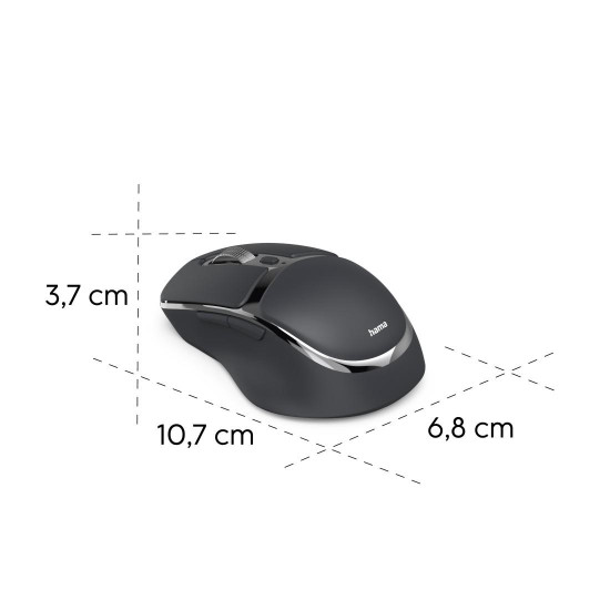 Hama “WM-800” Multi-Device Mouse, Ergonomic, Wireless/Bluetooth®, Battery, black