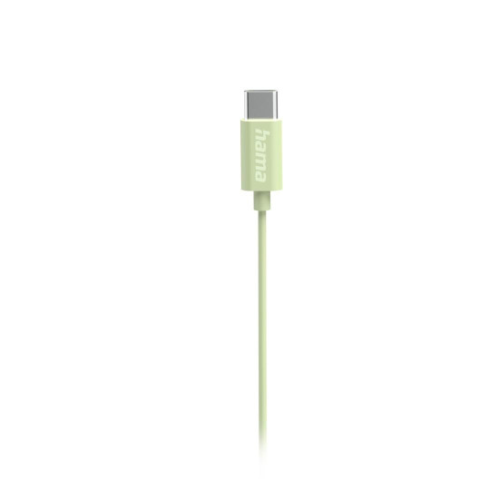 Hama “Curly” Headphones, In-Ear, Microphone, Cable Kink Protect., USB-C, green