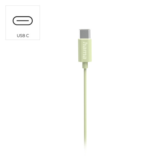 Hama “Curly” Headphones, In-Ear, Microphone, Cable Kink Protect., USB-C, green