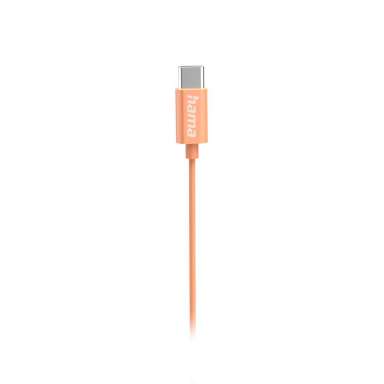 Hama “Curly” Headphones, In-Ear, Microphone, Cable Kink Protect., USB-C, orange