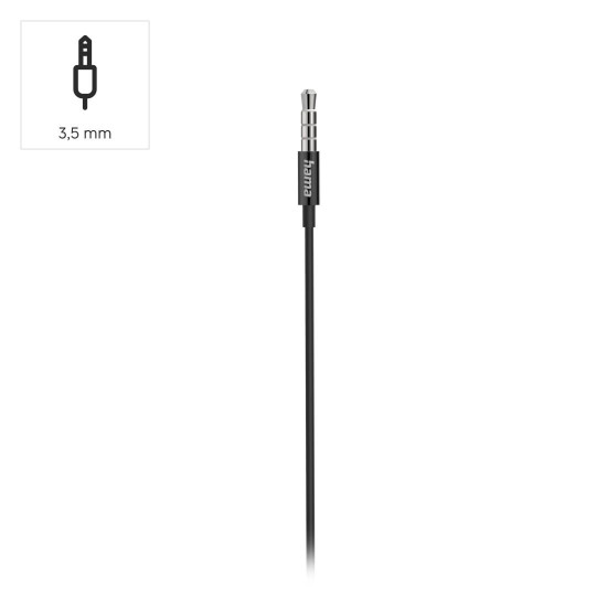 Hama “Popply” Headphones, In-Ear, Microphone, Cable Kink Prot., 3.5 mm, black
