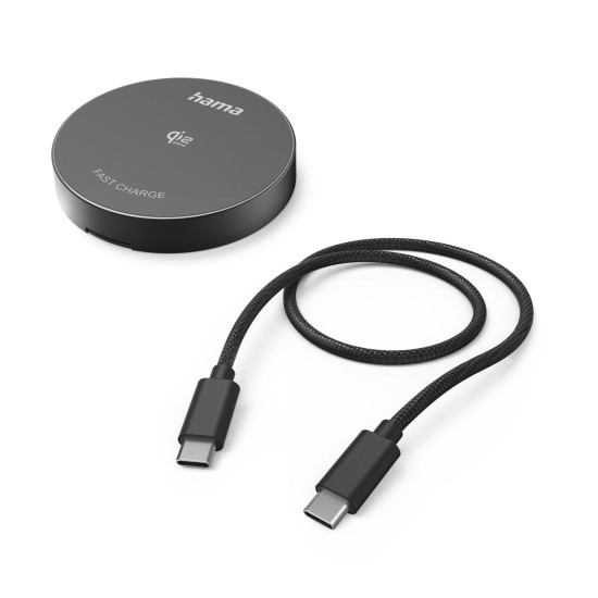 Hama Wireless Qi2 25W Charger, Inductive Charging Pad, Fast Charging, black