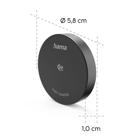 Hama Wireless Qi2 25W Charger, Inductive Charging Pad, Fast Charging, black