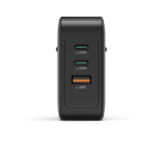 Hama Fast Charger, GaN, 2x USB-C, 1x USB-A, PD, 100 W, black