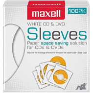 CD/DVD Protective Paper Sleeves, pack of 100 MAXELL, white
