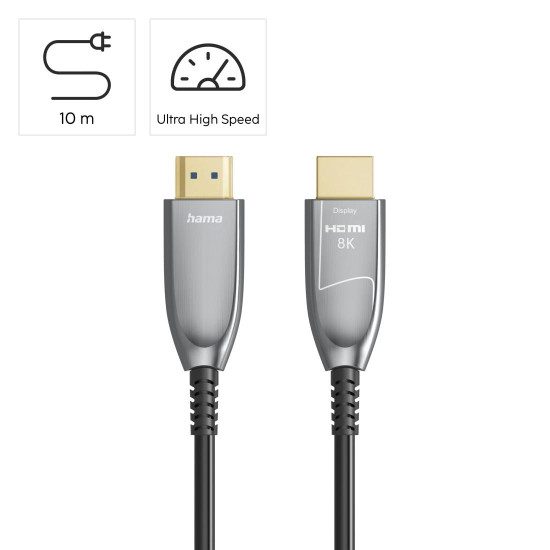 Hama Ultra High Speed HDMI™ Cable, Fibre-optic, AOC, Certified, 8K, Alu, 10 m