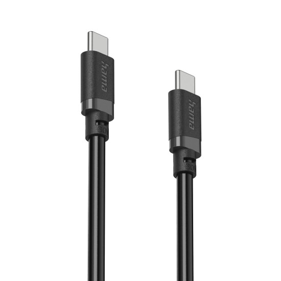Hama Charging Cable, USB-C - USB-C, 60 W, 0.5 m, black