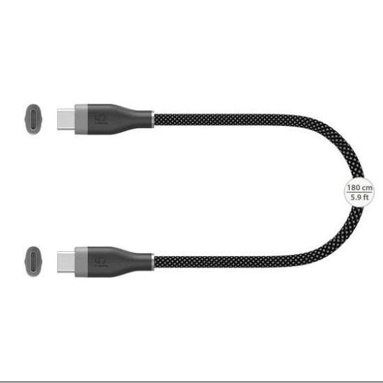 j5create Charging Cable, USB-C - USB-C, 60 W, 1.8 m, black