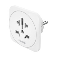 Hama Travel Adapter Type E and F, 3-Pin, Universal, World to Europe, white
