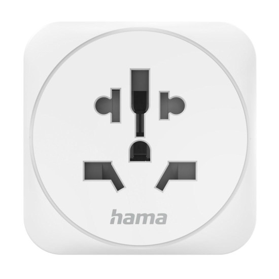 Hama Travel Adapter Type E and F, 3-Pin, Universal, World to Europe, white