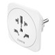 Hama Travel Adapter Type E and F, 3-Pin, Universal, World to Europe, white