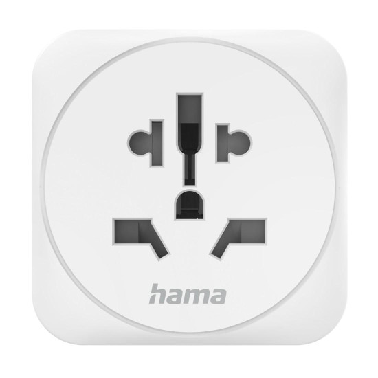 Hama Travel Adapter Type E and F, 3-Pin, Universal, World to Europe, white
