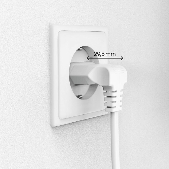 Hama Power Cable, Angled Both Sides, Euro Plug, AC Connector C7, 5 m, white