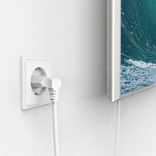 Hama Power Cable, Angled Both Sides, Euro Plug, AC Connector C7, 5 m, white
