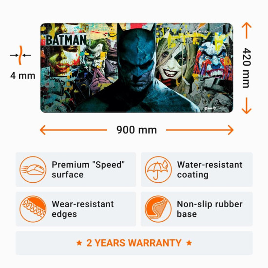 Mousepad DC Batman: Torn Collage - Batman and Villains, XL