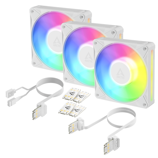 3-Pack Fan ARCTIC BioniX P12 A-RGB PWM 120mm Daisy Chain - White