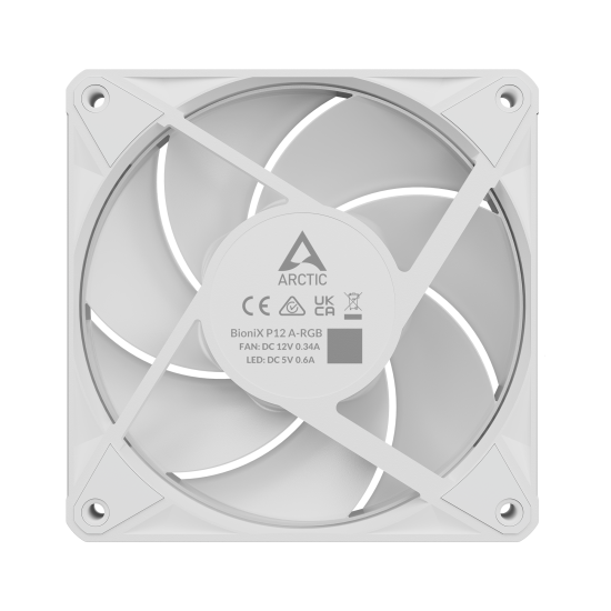 3-Pack Fan ARCTIC BioniX P12 A-RGB PWM 120mm Daisy Chain - White