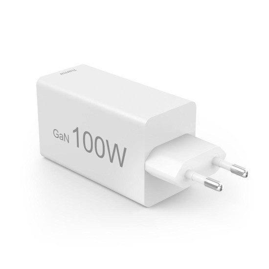 Hama Fast Charger with USB-C Charging Cable, for Laptop, PD, 100 W, 1.5 m, white