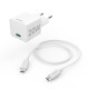 Hama Fast Charger with USB-C Charging Cable, Mini Charger, PD, 20W, 1 m, white