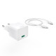 Hama Fast Charger with USB-C Charging Cable, Mini Charger, PD, 20W, 1 m, white