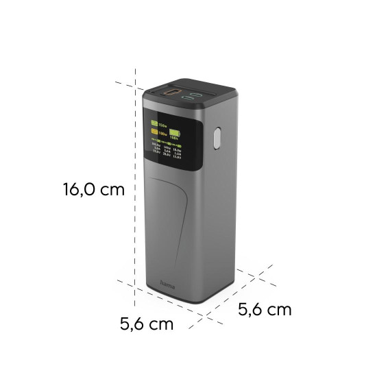 Hama “”High Power” Power Pack, 150 W, 24000 mAh, 2x USB-C, USB-A, Quick Charging