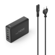 Hama 5-Port USB Charging Station, GaN, Fast Charger, 3xUSB-C, 2xUSB-A, PD, 140 W