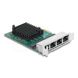 Delock Мрежова карта 4-порта 10/100/1000 Mb, PCI Ex x1, Realtek RTL8111F, Low profile bracket