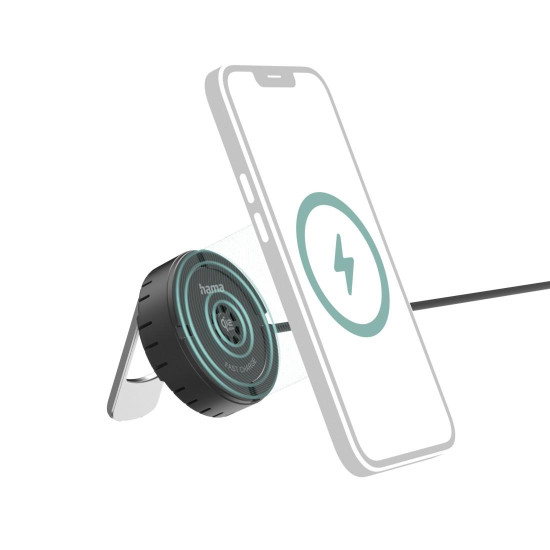 Hama Wireless Qi2 25W Charger, Inductive Charging Pad, Fast Charging, 25 W, blac