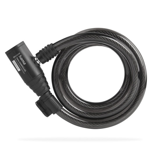 Hama Bicycle Spiral Cable Lock, 120 cm, Black
