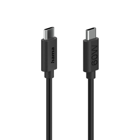 Hama Charging Cable, USB-C - USB-C, 60 W, 1.2 m, black