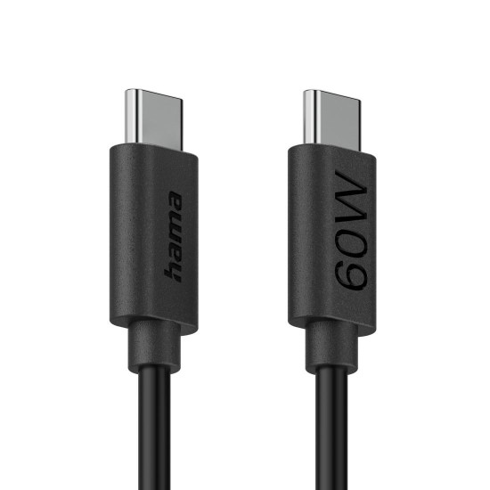 Hama Charging Cable, USB-C - USB-C, 60 W, 1.2 m, black
