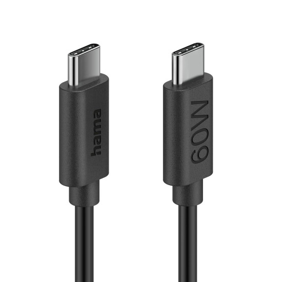 Hama Charging Cable, USB-C - USB-C, 60 W, 1.2 m, black