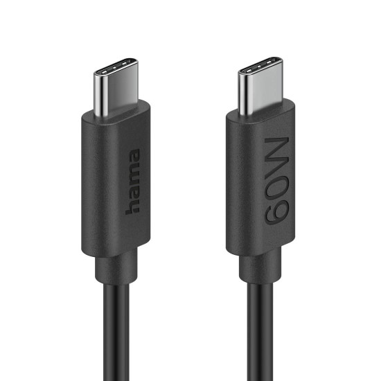 Hama Charging Cable, USB-C - USB-C, 60 W, 1.2 m, black