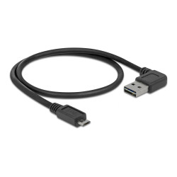 Кабел Delock EASY-USB 2.0 Type-A мъжко angled left / right > USB 2.0 Type Micro-B мъжко 0,5 m