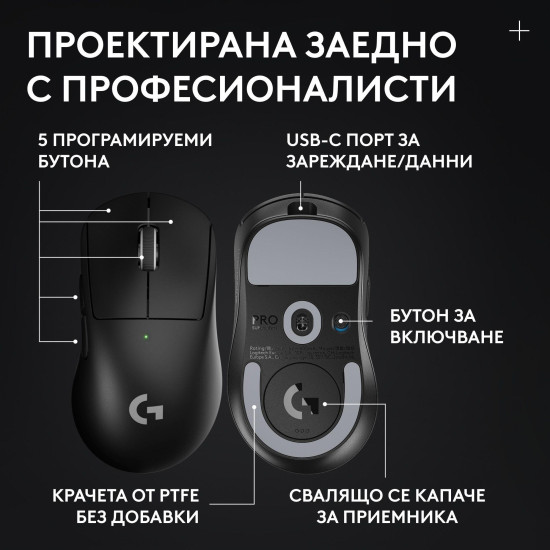 Геймърска безжична мишка Logitech G Pro X Superlight 2 DEX SE - Black