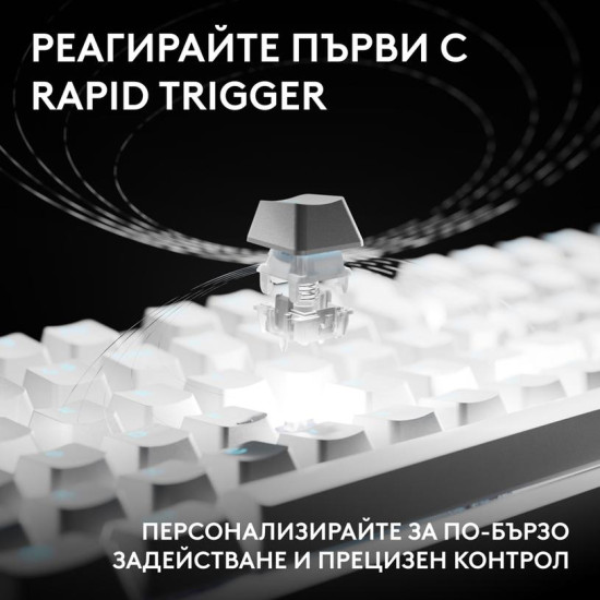 Gaming Mechanical keyboard Logitech G Pro X2 RAPID TKL, Magnetic Analog Linear Switch - White