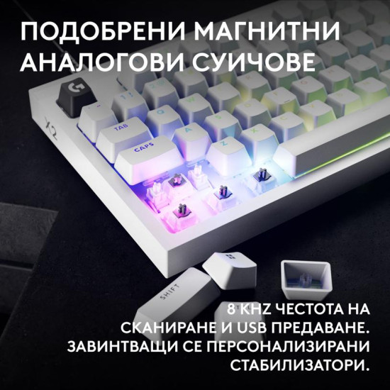 Gaming Mechanical keyboard Logitech G Pro X2 RAPID TKL, Magnetic Analog Linear Switch - White