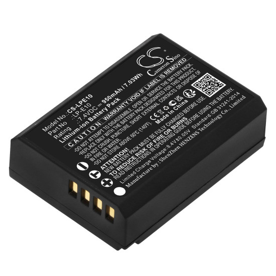 Camera Battery for CANON LPE10  LiIon 7.4V 950mAh Cameron Sino